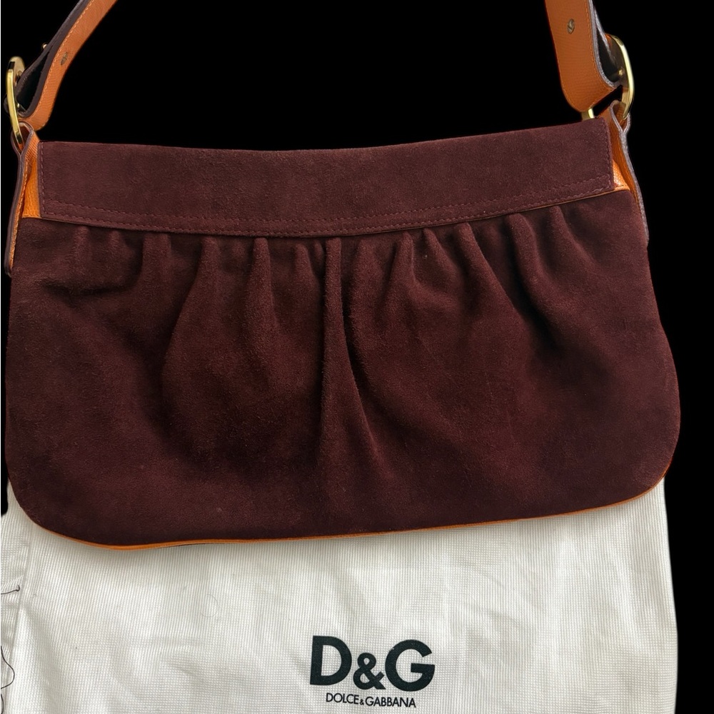 DOLCE & GABBANA Authentic Vintage Floral Suede & Lizard Trim Shoulder Bag - Picture 4 of 8